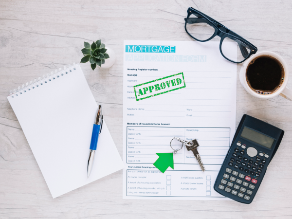 Composed organized workplace of realtor
